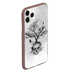 Чехол iPhone 11 Pro матовый Дерево растёт из черепа, цвет: 3D-коричневый — фото 2