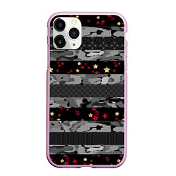 Чехол iPhone 11 Pro матовый Узор в стиле полосатый пэчворк, цвет: 3D-розовый