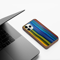 Чехол iPhone 11 Pro матовый Разноцветные вертикальные полосы, цвет: 3D-коричневый — фото 2