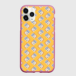 Чехол iPhone 11 Pro матовый Белая консоль Геймбой, цвет: 3D-малиновый