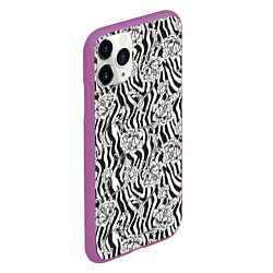 Чехол iPhone 11 Pro матовый Декоративные цветы на фоне зебры, цвет: 3D-фиолетовый — фото 2