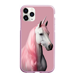 Чехол iPhone 11 Pro матовый Единорог розовая грива, цвет: 3D-розовый