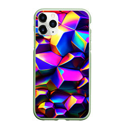 Чехол iPhone 11 Pro матовый Бензиновые неоновые кристаллы, цвет: 3D-салатовый