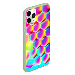 Чехол iPhone 11 Pro матовый Розовая чешуя - текстура, цвет: 3D-салатовый — фото 2