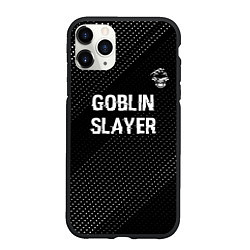 Чехол iPhone 11 Pro матовый Goblin Slayer glitch на темном фоне: символ сверху