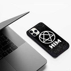 Чехол iPhone 11 Pro матовый HIM с потертостями на темном фоне, цвет: 3D-черный — фото 2
