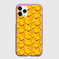 Чехол iPhone 11 Pro матовый Желтая резиновая уточка для ванны, цвет: 3D-фиолетовый
