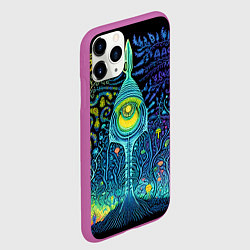 Чехол iPhone 11 Pro матовый Психоделика разноцветная - нейронная сеть, цвет: 3D-фиолетовый — фото 2
