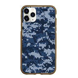 Чехол iPhone 11 Pro матовый Сине - черный камуфляж