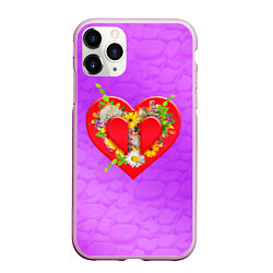 Чехол iPhone 11 Pro матовый Цветы от сердца, цвет: 3D-розовый