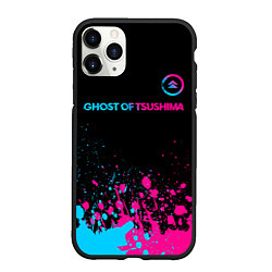 Чехол iPhone 11 Pro матовый Ghost of Tsushima - neon gradient: символ сверху
