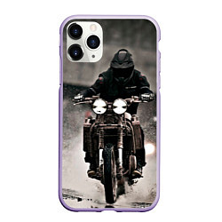 Чехол iPhone 11 Pro матовый Мотоцикл в дождь, цвет: 3D-светло-сиреневый