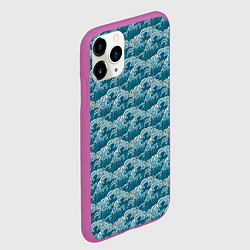Чехол iPhone 11 Pro матовый Японские волны паттерн, цвет: 3D-фиолетовый — фото 2