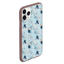 Чехол iPhone 11 Pro матовый Японский паттерн с журавлем, цвет: 3D-коричневый — фото 2
