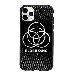 Чехол iPhone 11 Pro матовый Elden Ring с потертостями на темном фоне