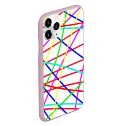 Чехол iPhone 11 Pro матовый Яркие цветные линии, цвет: 3D-розовый — фото 2
