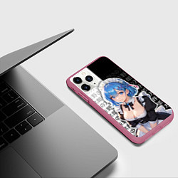 Чехол iPhone 11 Pro матовый Рем - re zero - иероглифы, цвет: 3D-малиновый — фото 2