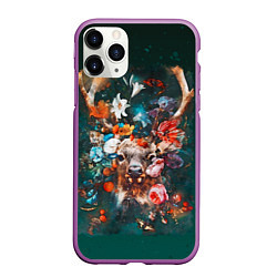 Чехол iPhone 11 Pro матовый Сказочный олень Акварель, цвет: 3D-фиолетовый