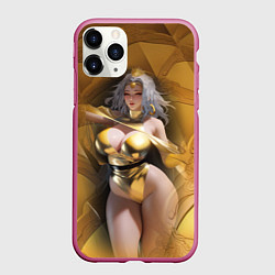 Чехол iPhone 11 Pro матовый Fantasy gold girl, цвет: 3D-малиновый
