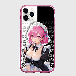 Чехол iPhone 11 Pro матовый Рам - аниме ре зеро, цвет: 3D-малиновый