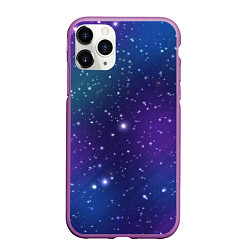 Чехол iPhone 11 Pro матовый Фиолетовая розовая звездная туманность в космосе