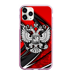 Чехол iPhone 11 Pro матовый Герб РФ - красная органика, цвет: 3D-розовый