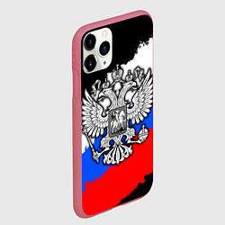 Чехол iPhone 11 Pro матовый Триколор - герб РФ, цвет: 3D-малиновый — фото 2