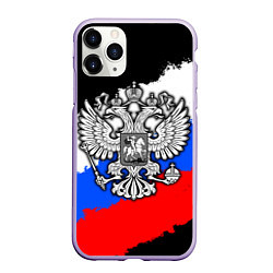 Чехол iPhone 11 Pro матовый Триколор - герб РФ, цвет: 3D-светло-сиреневый