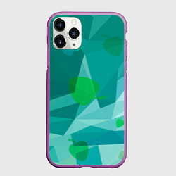 Чехол iPhone 11 Pro матовый Листочки и треугольники, цвет: 3D-фиолетовый