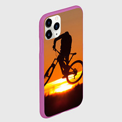 Чехол iPhone 11 Pro матовый Велосипедист на закате, цвет: 3D-фиолетовый — фото 2