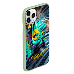 Чехол iPhone 11 Pro матовый Барт Симпсон - фрактальная фантазия, цвет: 3D-салатовый — фото 2