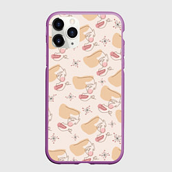 Чехол iPhone 11 Pro матовый Силуэт лица - абстракция, цвет: 3D-фиолетовый