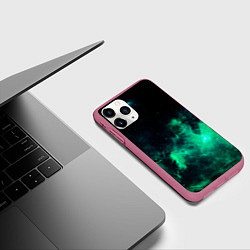 Чехол iPhone 11 Pro матовый Зелёная галактика Midjourney, цвет: 3D-малиновый — фото 2