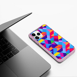 Чехол iPhone 11 Pro матовый Геометрическая абстракция красок, цвет: 3D-розовый — фото 2