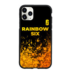 Чехол iPhone 11 Pro матовый Rainbow Six - gold gradient: символ сверху, цвет: 3D-черный