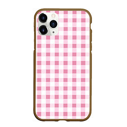 Чехол iPhone 11 Pro матовый Барби-розовый: клетка, цвет: 3D-коричневый
