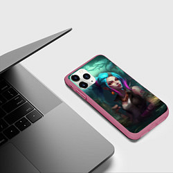 Чехол iPhone 11 Pro матовый Jinx fantasy art Arcane League of Legends, цвет: 3D-малиновый — фото 2
