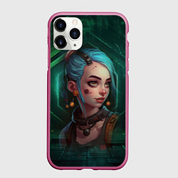 Чехол iPhone 11 Pro матовый Jinx green Arcane League of Legends, цвет: 3D-малиновый
