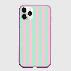 Чехол iPhone 11 Pro матовый Полоска в цветочек - костюм Кена из фильма Барби, цвет: 3D-фиолетовый