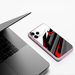 Чехол iPhone 11 Pro матовый Mitsubishi motors - красная линия, цвет: 3D-розовый — фото 2