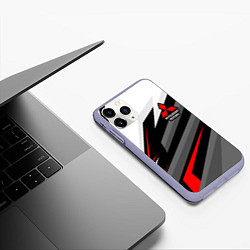 Чехол iPhone 11 Pro матовый Mitsubishi motors - красная линия, цвет: 3D-светло-сиреневый — фото 2