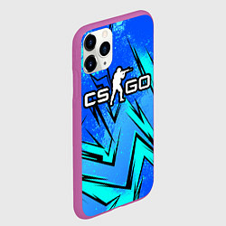 Чехол iPhone 11 Pro матовый Кс го - синие буйство красок, цвет: 3D-фиолетовый — фото 2