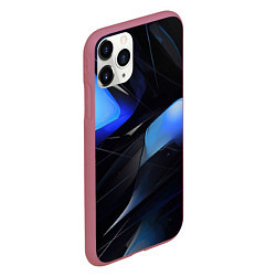 Чехол iPhone 11 Pro матовый Black blue elements, цвет: 3D-малиновый — фото 2