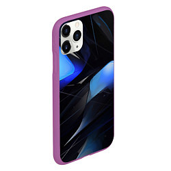 Чехол iPhone 11 Pro матовый Black blue elements, цвет: 3D-фиолетовый — фото 2