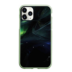 Чехол iPhone 11 Pro матовый Dark green black elements, цвет: 3D-салатовый