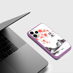 Чехол iPhone 11 Pro матовый Цветущая сакура и солнце - Япония, цвет: 3D-фиолетовый — фото 2