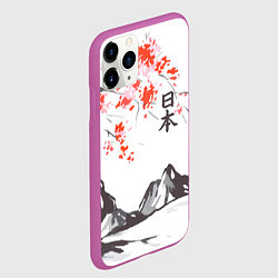 Чехол iPhone 11 Pro матовый Цветущая сакура и солнце - Япония, цвет: 3D-фиолетовый — фото 2