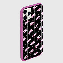 Чехол iPhone 11 Pro матовый Girl power - черный в клетку, цвет: 3D-фиолетовый — фото 2
