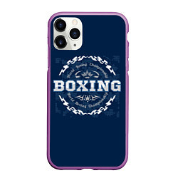 Чехол iPhone 11 Pro матовый Boxing - надпись, цвет: 3D-фиолетовый