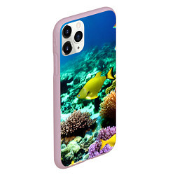 Чехол iPhone 11 Pro матовый Рыбы на дне моря, цвет: 3D-розовый — фото 2